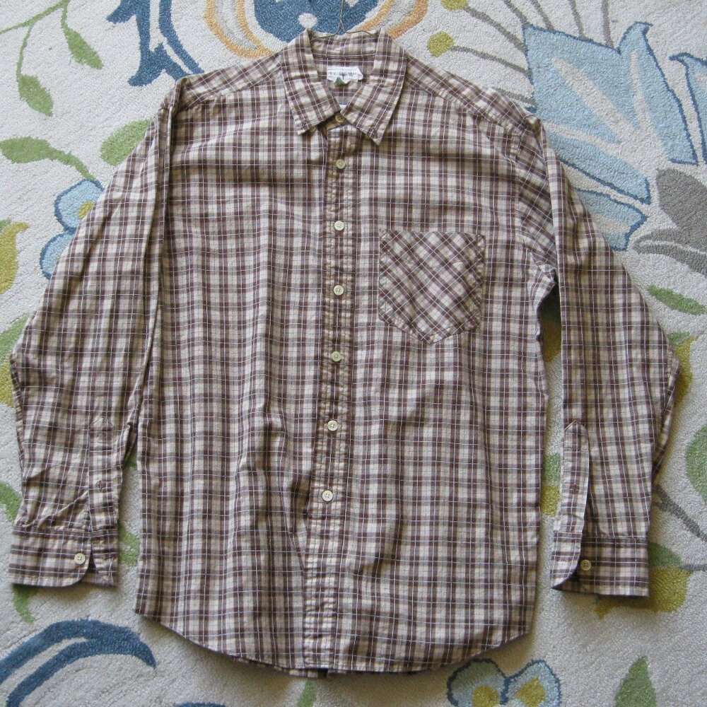 J. Crew vintage men's gingham long sleeve button down shirt size large